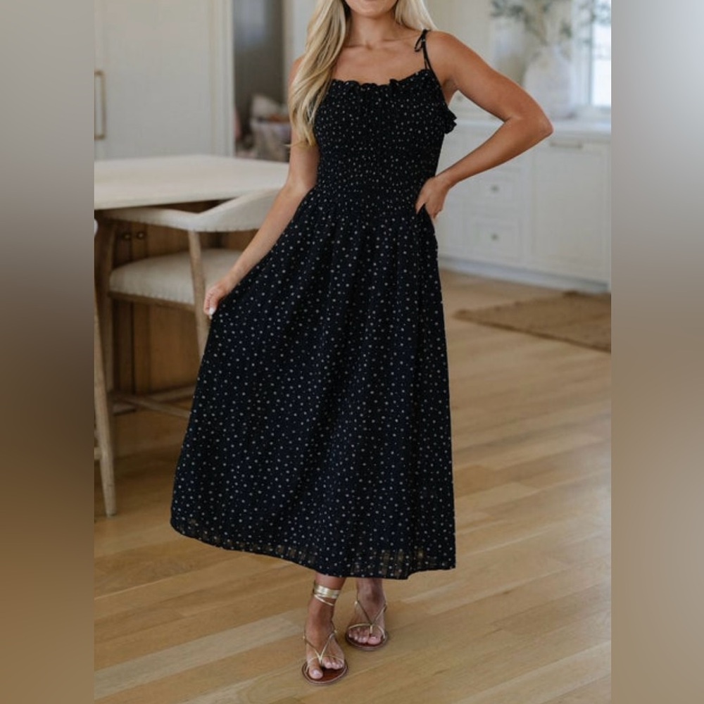 Black and cream floral print maxi dress - NEW